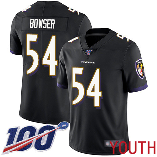 Baltimore Ravens Limited Black Youth Tyus Bowser Alternate Jersey NFL Football #54 100th Season Vapor Untouchable